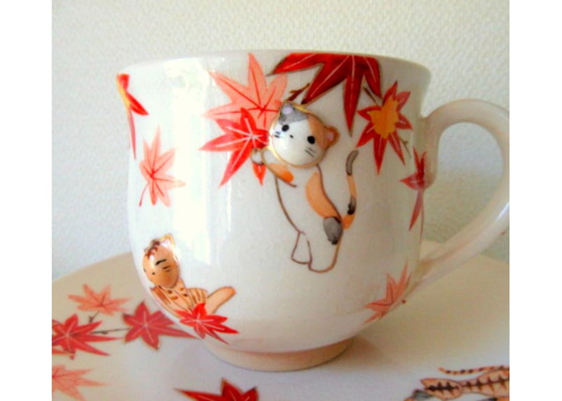 京焼・小手鞠窯 コーヒーカップ紅葉＊ミケとトラ | コーヒー豆と雑貨の