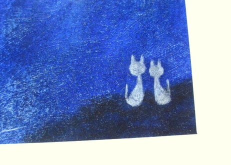 かつきかずお 額装絵画＊夜桜をふたりで