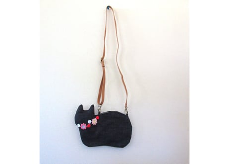 新作＊斜め掛け お花モチーフ仔猫バッグ＊ピンク