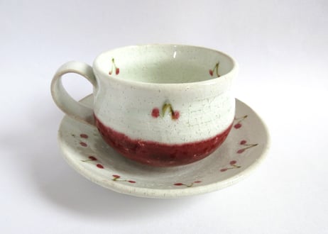 巌陶房 小さなさくらんぼ柄 コーヒーカップC