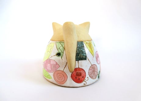安藤喜代子 パッチワーク猫のカップ＊ピンクD