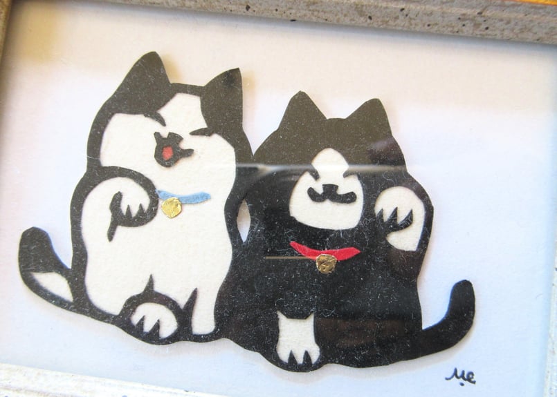 猫とうさぎの切り絵 オガタミホ 切り絵原画＊白黒猫ちゃんたち | コーヒー豆と雑貨の店 豆ねこ