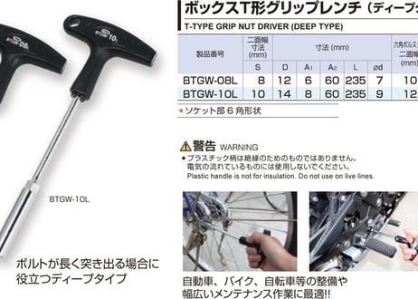 TONE ボックスＴ形グリップレンチ 二面幅10㎜（ディープタイプ）