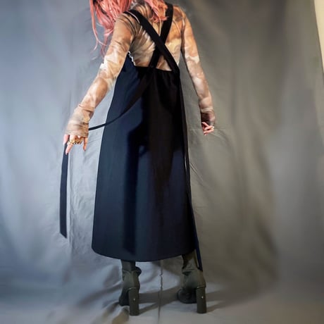 Long ribbon apron dress　No.VDR23002