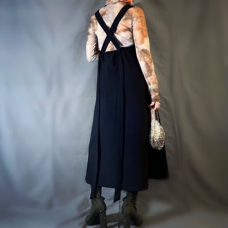 Long ribbon apron dress　No.VDR23002