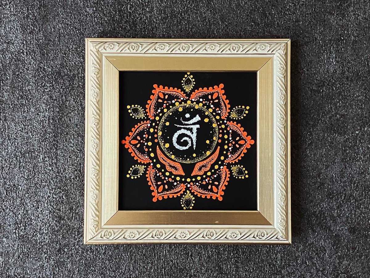 はち✨隠れ神金文字チャクラ絵画 Tibetan Buddhist art カパーラ念珠や蛇骨玉、トクチャ付きガウ