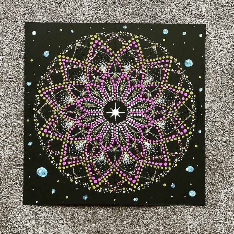 カラー    点描画 点描画曼荼羅 「宇宙からのサポート」