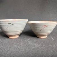 クローバー飯碗　緑・赤