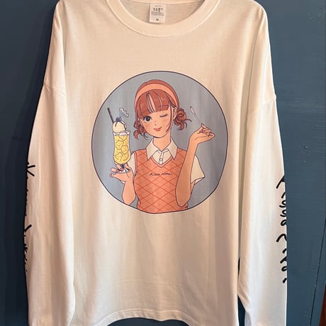 “ヨシフクホノカ×喫茶ニカイ”コラボ　ロングスリーブＴシャツ  ブルー
