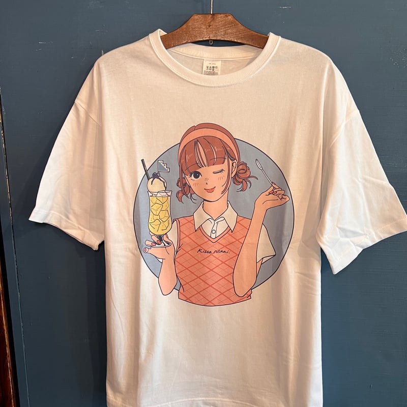 ヨシフクホノカ×喫茶ニカイ”コラボTシャツ ブルー | KISSA NIKAI