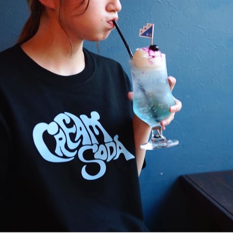 CREAM SODA ロックＴシャツ/Black×Blue