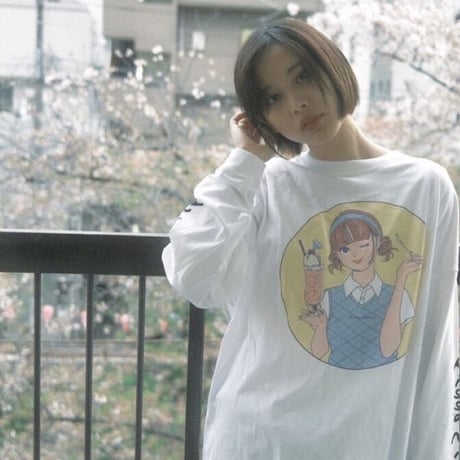 “ヨシフクホノカ×喫茶ニカイ”コラボ　ロングスリーブＴシャツ  イエロー