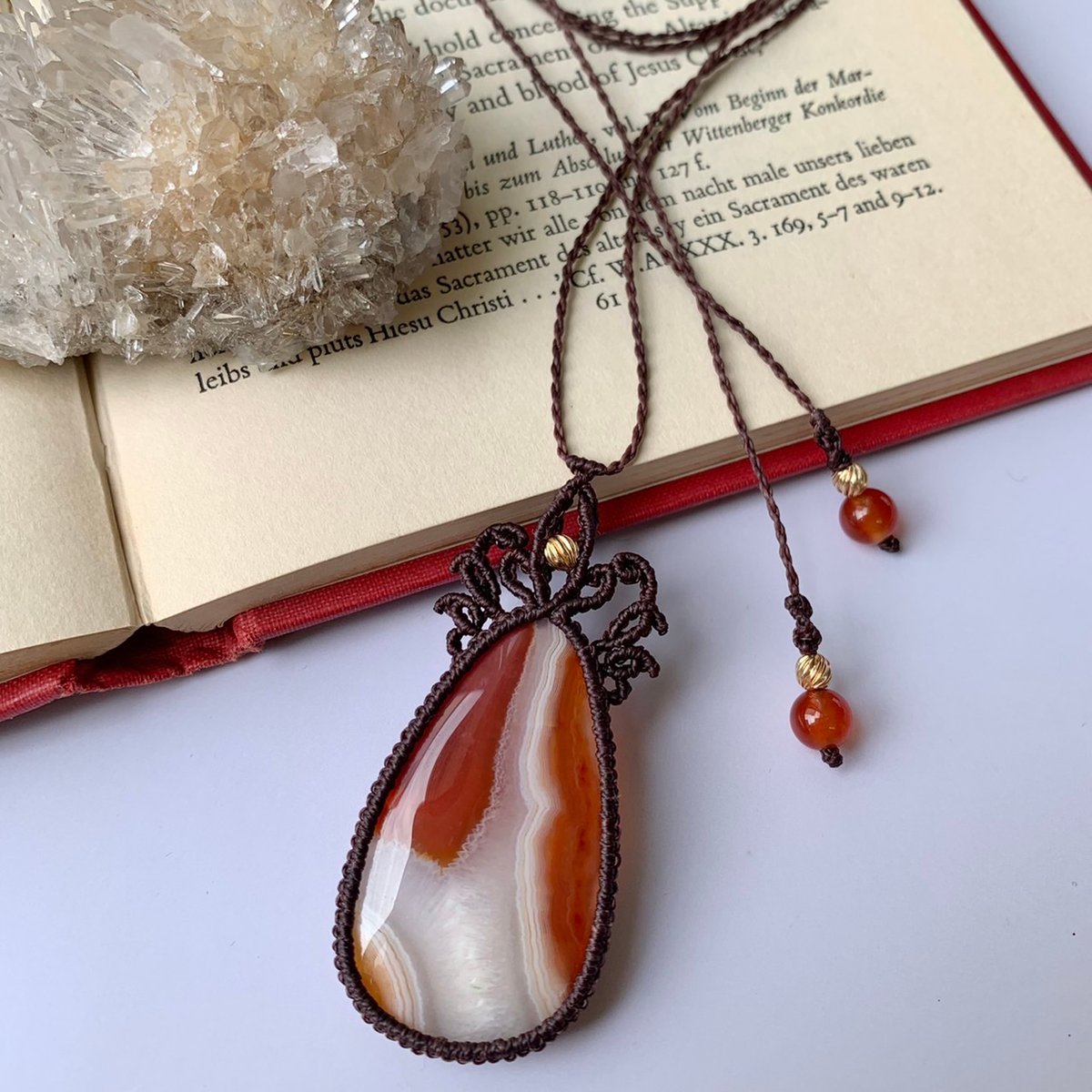 マクラメネックレス アゲート パワーストーン 天然石 ペンダント