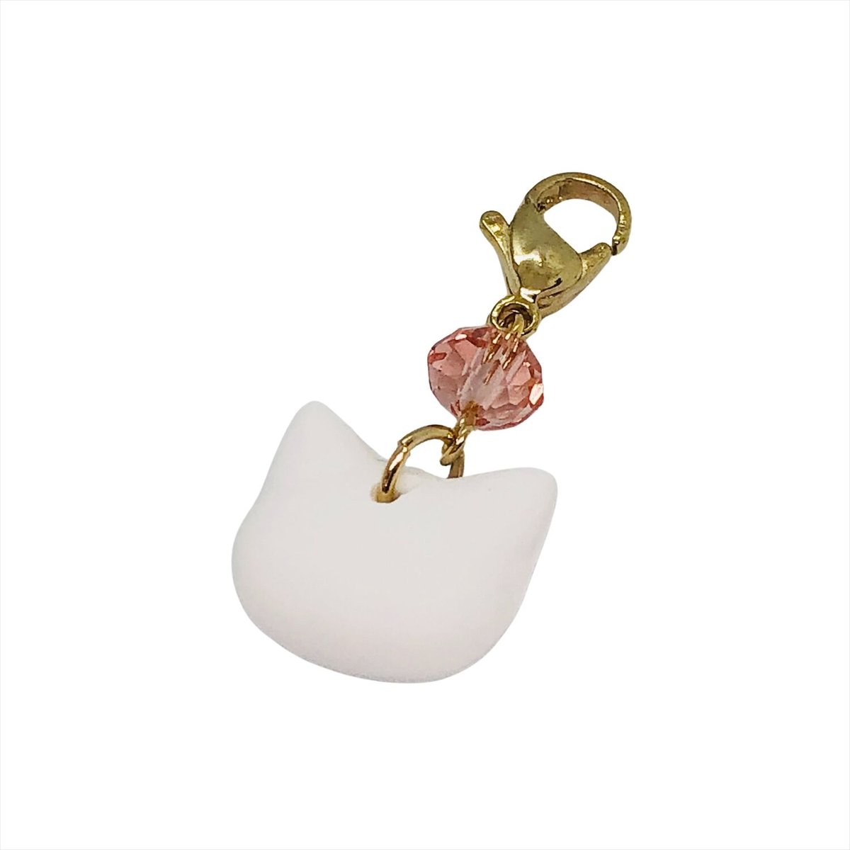 アロマストーン 猫顔のチャーム アクセサリー 石膏 ゴールド×ピンク  