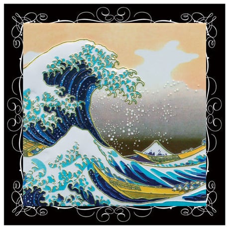 葛飾北斎・神奈川沖浪裏□ステッカー・79x79mm