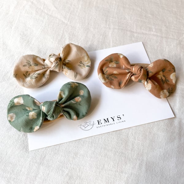 リボンヘアバンド/クリップ Dot flowers