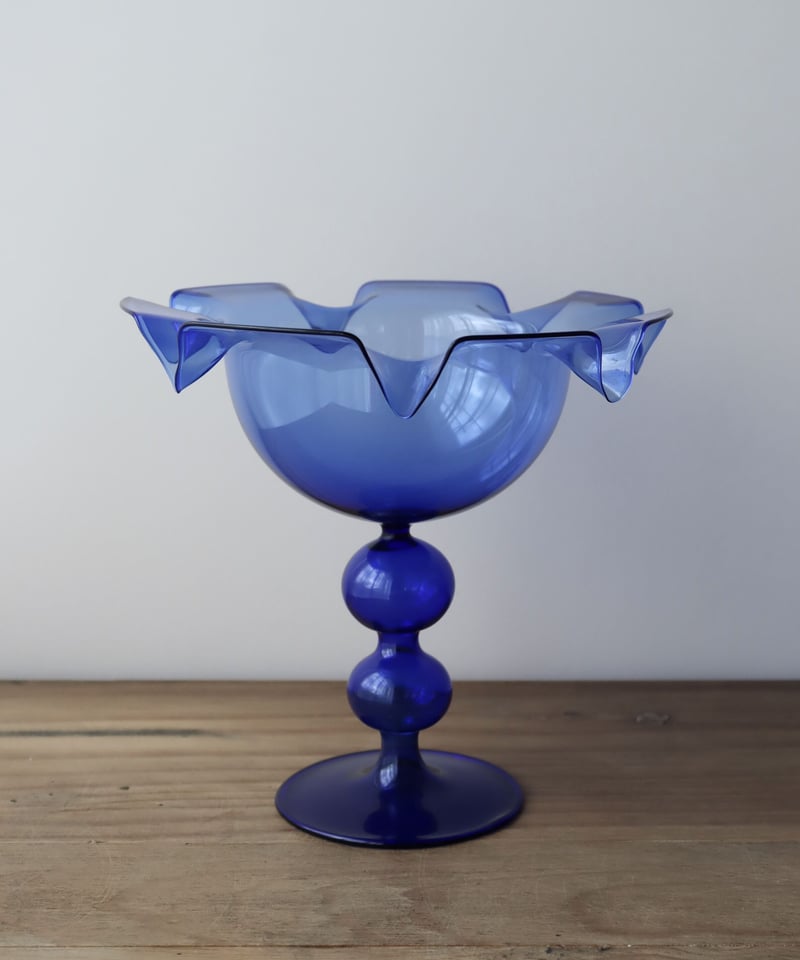 希少　和ガラス　コンポート ラウシャガラスのコンポート／blue | Imaginary Cajuen