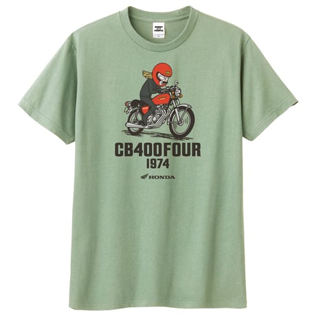 ホンダ　CB400FOUR 1974　HONDA THE PEOPLE　コットンTシャツ／ライトセージ