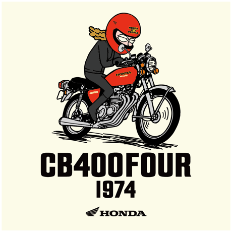 ホンダ　CB400FOUR 1974　HONDA THE PEOPLE　ロングスリーブTシャツ／アイボリー