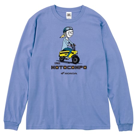 ホンダ　MOTOCOMPO 1981　HONDA THE PEOPLE　ロングスリーブTシャツ／ダスティブルー