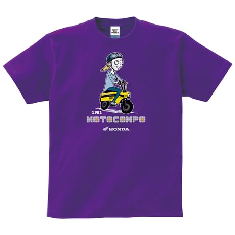 ホンダ　MOTOCOMPO 1981　HONDA THE PEOPLE　コットンTシャツ／パープル