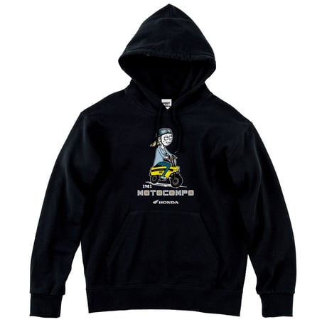 ホンダ　MOTOCOMPO 1981　HONDA THE PEOPLE　スウェットパーカー／ブラック