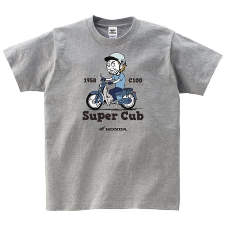 ホンダ　SuperCub C100 1958　HONDA THE PEOPLE　コットンTシャツ／ヘザーグレー