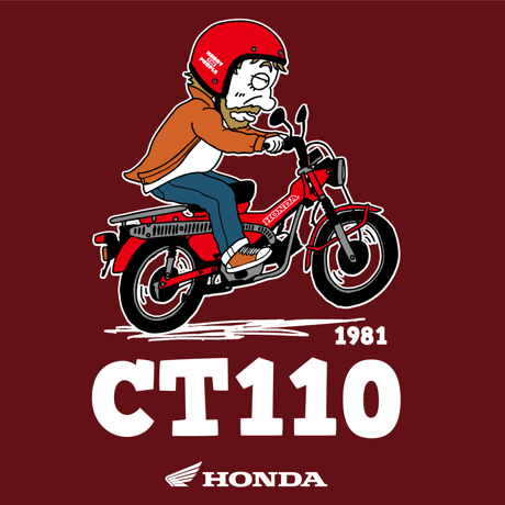 ホンダ　CT110 1981　HONDA THE PEOPLE　コットンTシャツ／バーガンディ