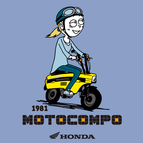 ホンダ　MOTOCOMPO 1981　HONDA THE PEOPLE　ロングスリーブTシャツ／ダスティブルー