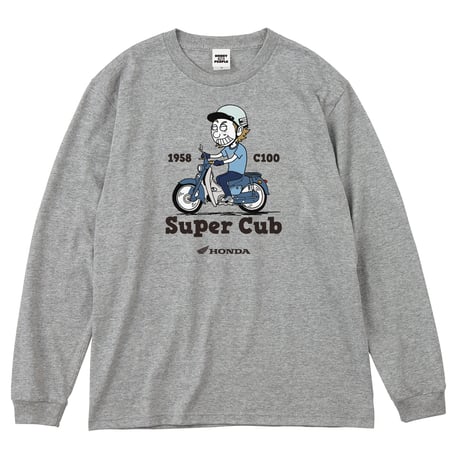 ホンダ　SuperCub C100 1958　HONDA THE PEOPLE　ロングスリーブTシャツ／ヘザーグレー