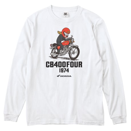 ホンダ　CB400FOUR 1974　HONDA THE PEOPLE　ロングスリーブTシャツ／ホワイト