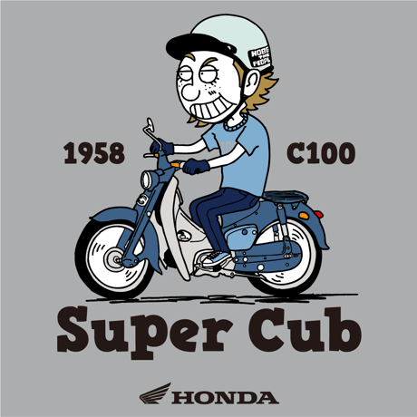 ホンダ　SuperCub C100 1958　HONDA THE PEOPLE　ロングスリーブTシャツ／ヘザーグレー