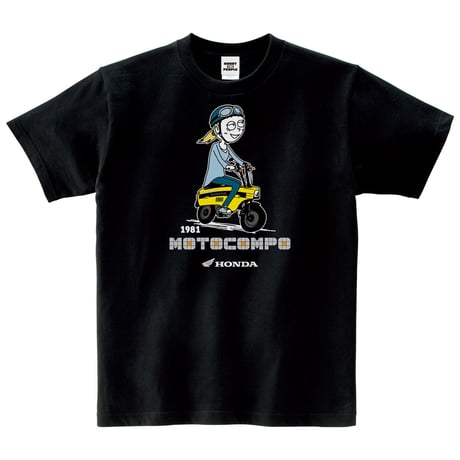 ホンダ　MOTOCOMPO 1981　HONDA THE PEOPLE　コットンTシャツ／ブラック