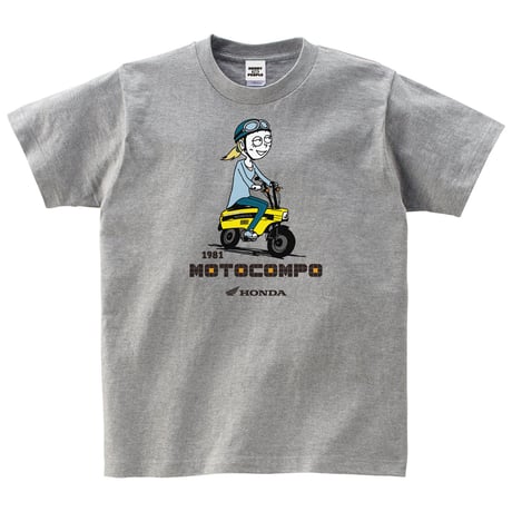 ホンダ　MOTOCOMPO 1981　HONDA THE PEOPLE　コットンTシャツ／ヘザーグレー