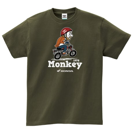 ホンダ　Monkey 1978　HONDA THE PEOPLE　コットンTシャツ／アーミーグリーン
