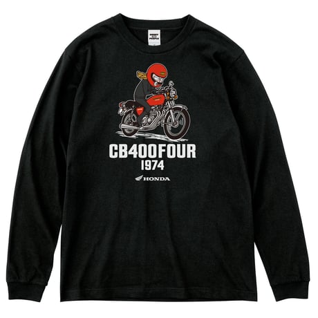 ホンダ　CB400FOUR 1974　HONDA THE PEOPLE　ロングスリーブTシャツ／ブラック