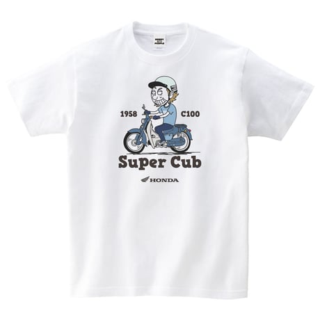 ホンダ　SuperCub C100 1958　HONDA THE PEOPLE　コットンTシャツ／ホワイト
