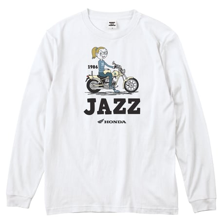 ホンダ　JAZZ 1986　HONDA THE PEOPLE　ロングスリーブTシャツ／ホワイト