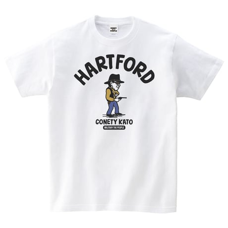 コネティ加藤／ハートフォード　MILITARY THE PEOPLE　コットンTシャツ／ホワイト