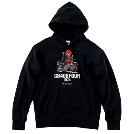 ホンダ　CB400FOUR 1974　HONDA THE PEOPLE　スウェットパーカー／ブラック