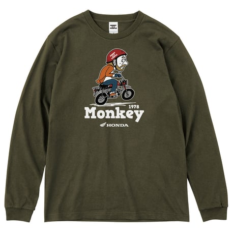 ホンダ　Monkey 1978　HONDA THE PEOPLE　ロングスリーブTシャツ／アーミーグリーン