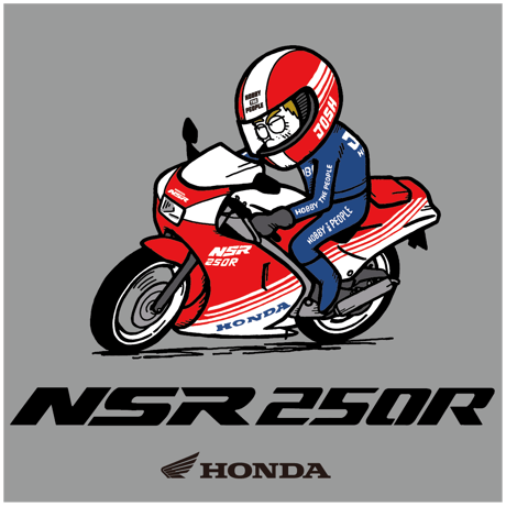 ホンダ　NSR250R 1986　HONDA THE PEOPLE　コットンTシャツ／ヘザーグレー