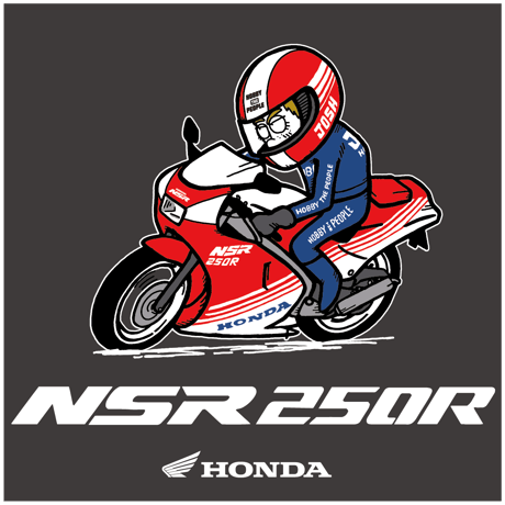 ホンダ　NSR250R 1986　HONDA THE PEOPLE　コットンTシャツ／チャコール