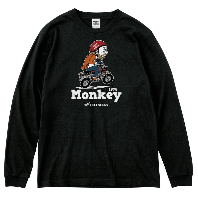 ホンダ Monkey 1978 HONDA THE PEOPLE ロングスリーブTシャツ／ブラ