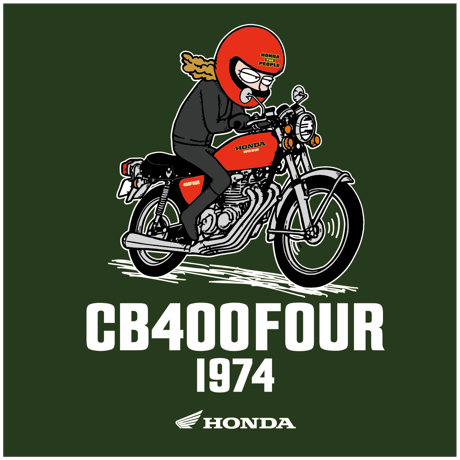 ホンダ　CB400FOUR 1974　HONDA THE PEOPLE　スウェット／アーミーグリーン
