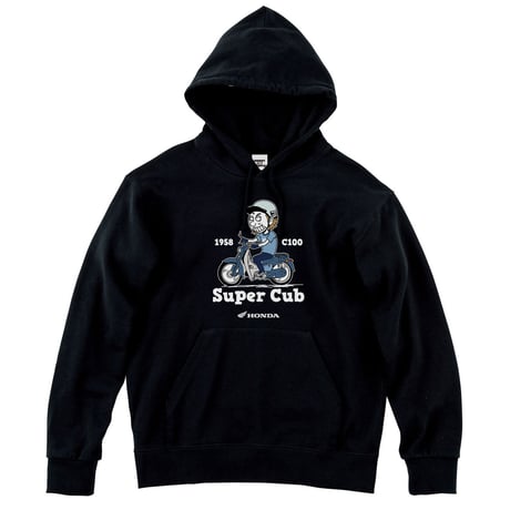 ホンダ　SuperCub C100 1958　HONDA THE PEOPLE　スウェットパーカー／ブラック