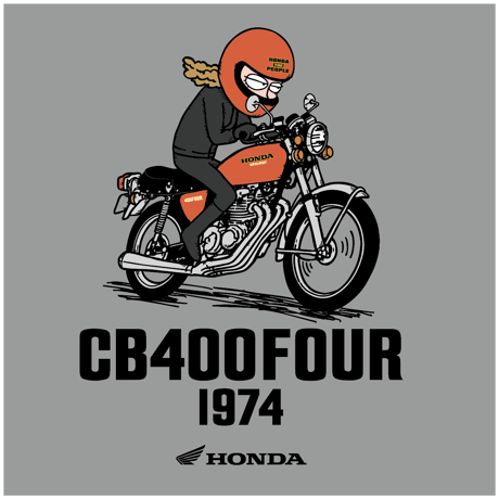 ホンダ　CB400FOUR 1974　HONDA THE PEOPLE　ロングスリーブTシャツ／ヘザーグレー