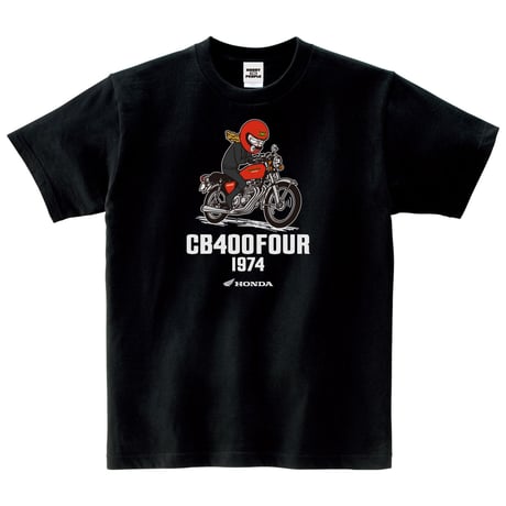 ホンダ　CB400FOUR 1974　HONDA THE PEOPLE　コットンTシャツ／ブラック