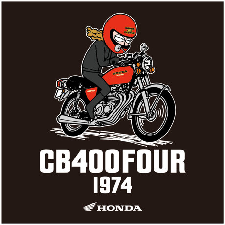 ホンダ　CB400FOUR 1974　HONDA THE PEOPLE　ロングスリーブTシャツ／ブラック