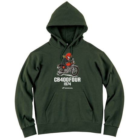 ホンダ　CB400FOUR 1974　HONDA THE PEOPLE　スウェットパーカー／アーミーグリーン